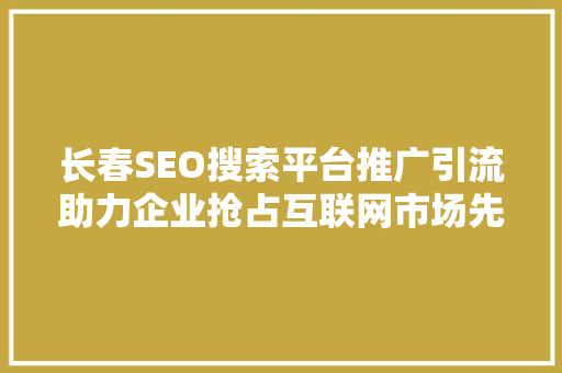 长春SEO搜索平台推广引流助力企业抢占互联网市场先机 神马SEO