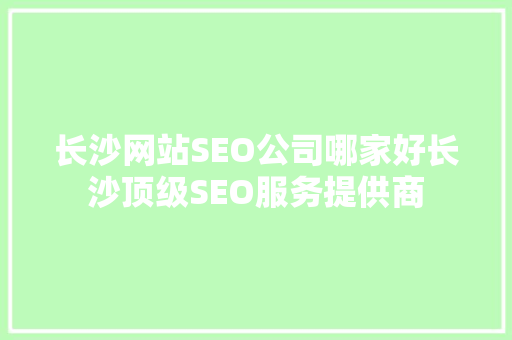 长沙网站SEO公司哪家好长沙顶级SEO服务提供商 百度SEO