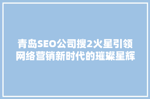 青岛SEO公司搜2火星引领网络营销新时代的璀璨星辉