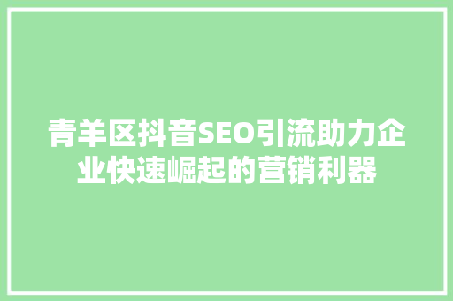 青羊区抖音SEO引流助力企业快速崛起的营销利器 必应SEO