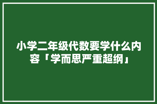 小学二年级代数要学什么内容「学而思严重超纲」 小学二年级代数要学什么内容「学而思严重超纲」 搜狗SEO