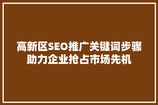 高新区SEO推广关键词步骤助力企业抢占市场先机 神马SEO