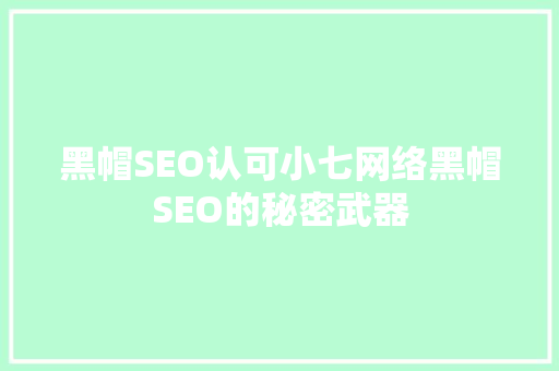 黑帽SEO认可小七网络黑帽SEO的秘密武器