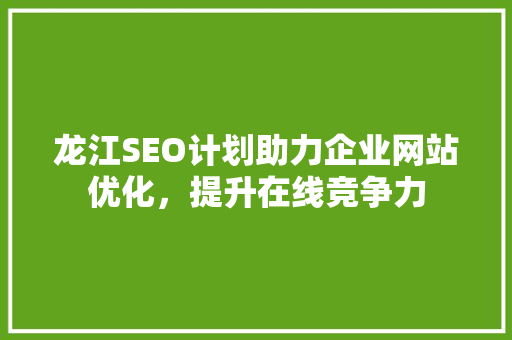 龙江SEO计划助力企业网站优化，提升在线竞争力 神马SEO