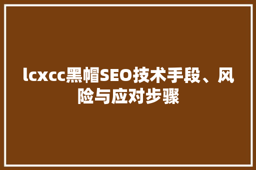 lcxcc黑帽SEO技术手段、风险与应对步骤 搜狗SEO