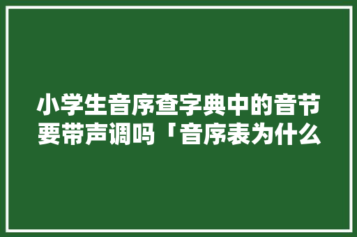 小学生音序查字典中的音节要带声调吗「音序表为什么没有IUV」 小学生音序查字典中的音节要带声调吗「音序表为什么没有IUV」 百度SEO