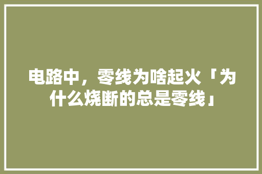 电路中，零线为啥起火「为什么烧断的总是零线」 电路中，零线为啥起火「为什么烧断的总是零线」 百度SEO