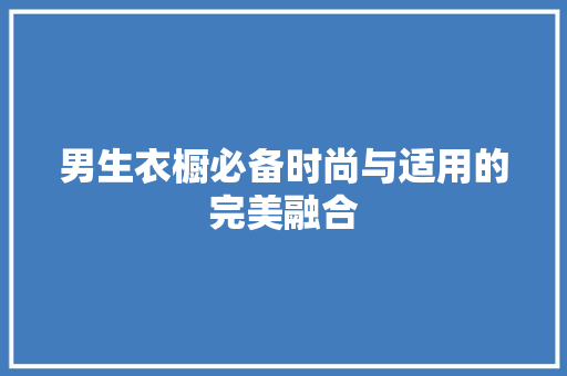 男生衣橱必备时尚与适用的完美融合