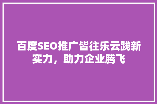 百度SEO推广皆往乐云践新实力，助力企业腾飞