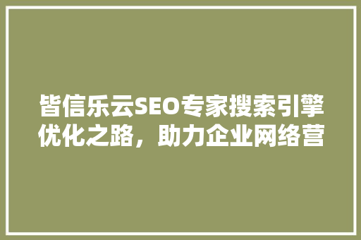 皆信乐云SEO专家搜索引擎优化之路，助力企业网络营销新高度 百度SEO