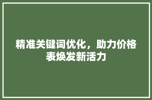 精准关键词优化，助力价格表焕发新活力