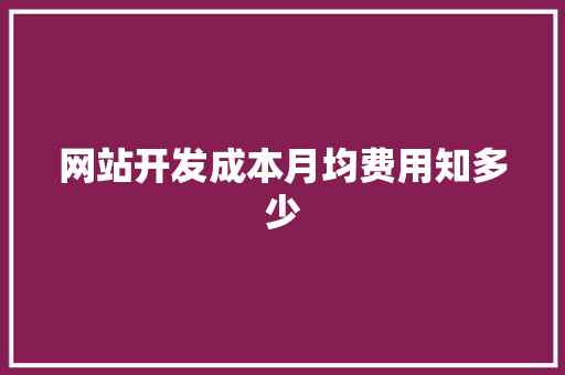 网站开发成本月均费用知多少 百度SEO