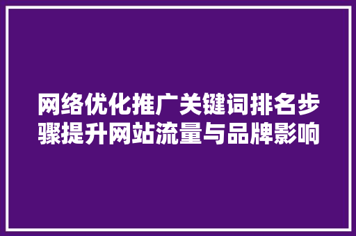 网络优化推广关键词排名步骤提升网站流量与品牌影响力