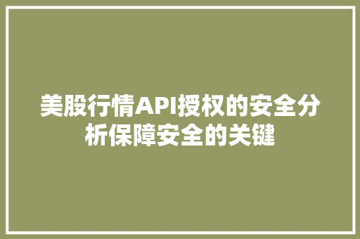 美股行情API授权的安全分析保障安全的关键 必应SEO