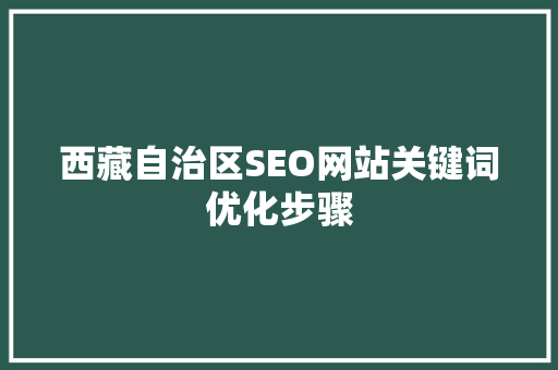 西藏自治区SEO网站关键词优化步骤