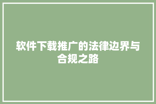软件下载推广的法律边界与合规之路 必应SEO