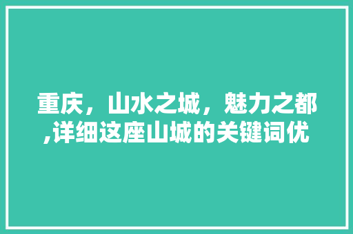 重庆，山水之城，魅力之都,详细这座山城的关键词优化推广之路 GoogleSEO