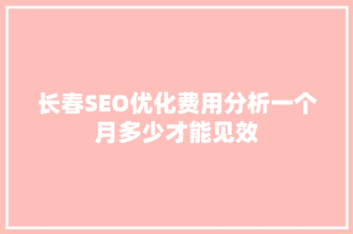 长春SEO优化费用分析一个月多少才能见效 GoogleSEO