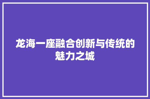 龙海一座融合创新与传统的魅力之城 GoogleSEO