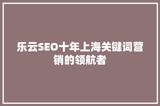 乐云SEO十年上海关键词营销的领航者