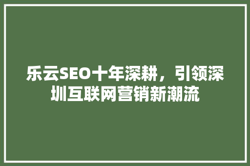 乐云SEO十年深耕，引领深圳互联网营销新潮流 GoogleSEO