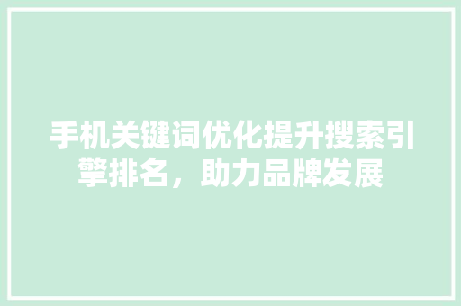 手机关键词优化提升搜索引擎排名，助力品牌发展