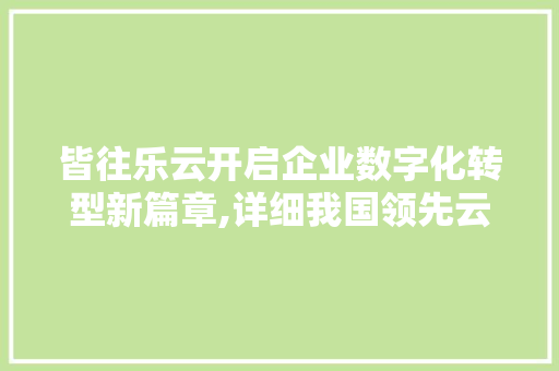 皆往乐云开启企业数字化转型新篇章,详细我国领先云服务提供商 GoogleSEO
