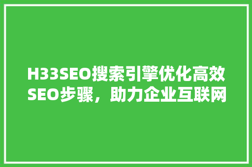 H33SEO搜索引擎优化高效SEO步骤，助力企业互联网营销 神马SEO