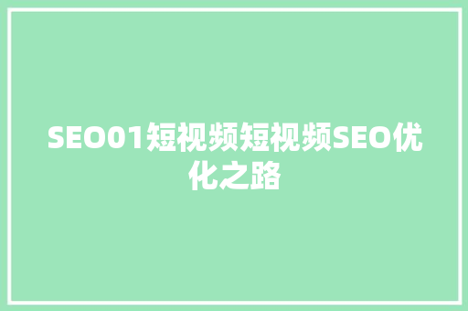SEO01短视频短视频SEO优化之路 搜狗SEO