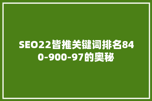 SEO22皆推关键词排名840-900-97的奥秘
