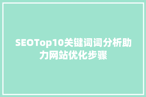 SEOTop10关键词词分析助力网站优化步骤 必应SEO