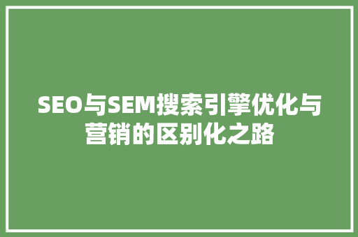 SEO与SEM搜索引擎优化与营销的区别化之路