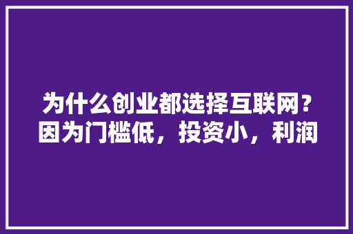 为什么创业都选择互联网？因为门槛低，投资小，利润大「企业为什么要做互联网营销」 为什么创业都选择互联网？因为门槛低，投资小，利润大「企业为什么要做互联网营销」 必应SEO