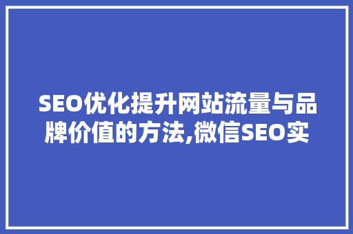 SEO优化提升网站流量与品牌价值的方法,微信SEO实战例子分析 必应SEO
