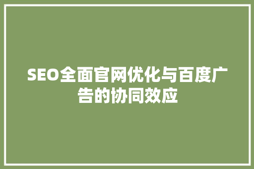 SEO全面官网优化与百度广告的协同效应