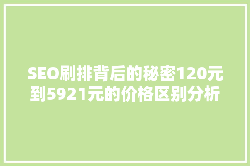SEO刷排背后的秘密120元到5921元的价格区别分析