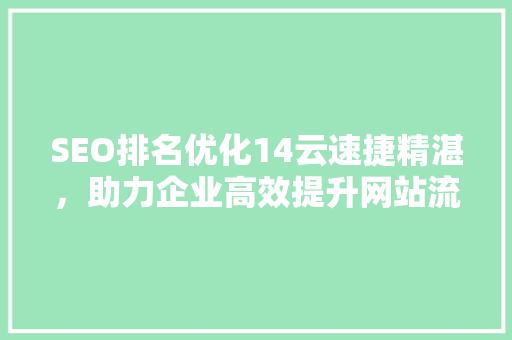 SEO排名优化14云速捷精湛，助力企业高效提升网站流量 神马SEO