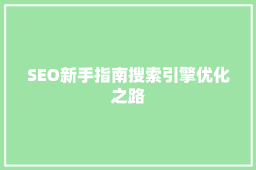 SEO新手指南搜索引擎优化之路 神马SEO