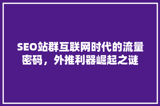SEO站群互联网时代的流量密码,外推利器崛起之谜 搜狗SEO SEO站群互联网时代的流量密码,外推利器崛起之谜 搜狗SEO