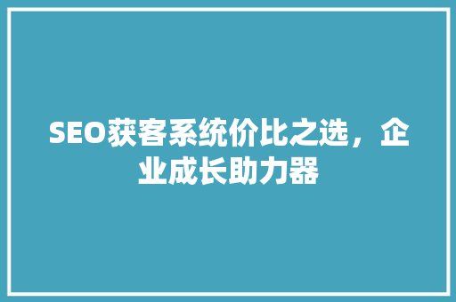 SEO获客系统价比之选，企业成长助力器