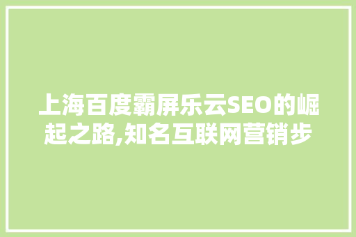 上海百度霸屏乐云SEO的崛起之路,知名互联网营销步骤