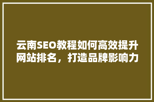 云南SEO教程如何高效提升网站排名，打造品牌影响力