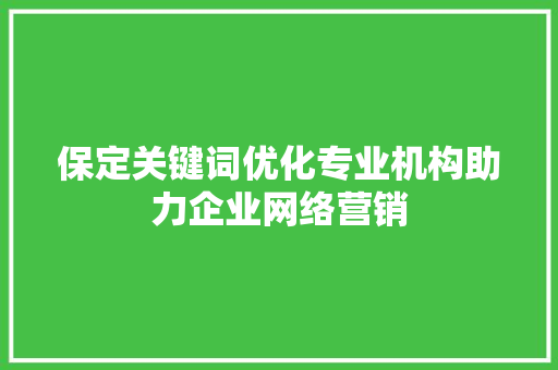 保定关键词优化专业机构助力企业网络营销 必应SEO