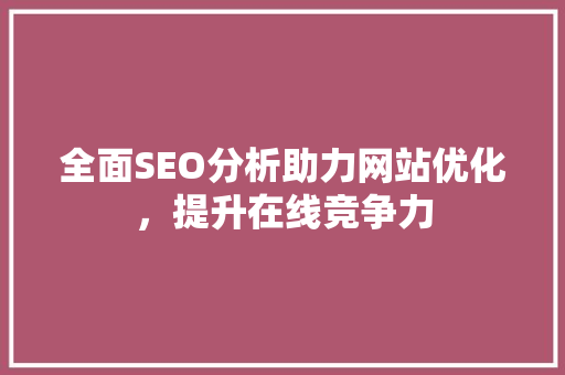 全面SEO分析助力网站优化，提升在线竞争力 神马SEO