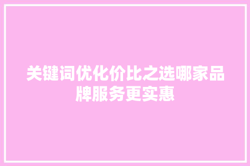 关键词优化价比之选哪家品牌服务更实惠 GoogleSEO