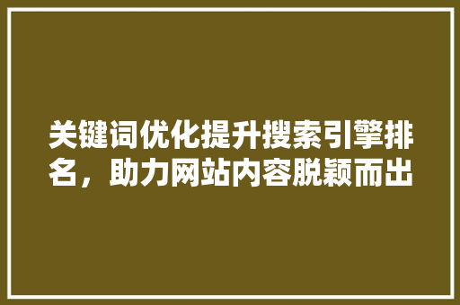 关键词优化提升搜索引擎排名，助力网站内容脱颖而出