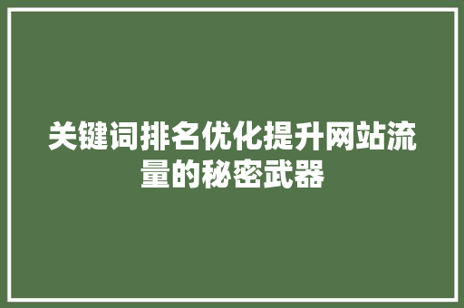 关键词排名优化提升网站流量的秘密武器 百度SEO