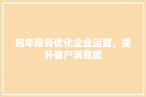 包年服务优化企业运营，提升客户满意度