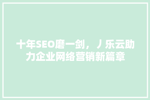 十年SEO磨一剑，丿乐云助力企业网络营销新篇章 百度SEO
