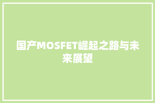 国产MOSFET崛起之路与未来展望 GoogleSEO